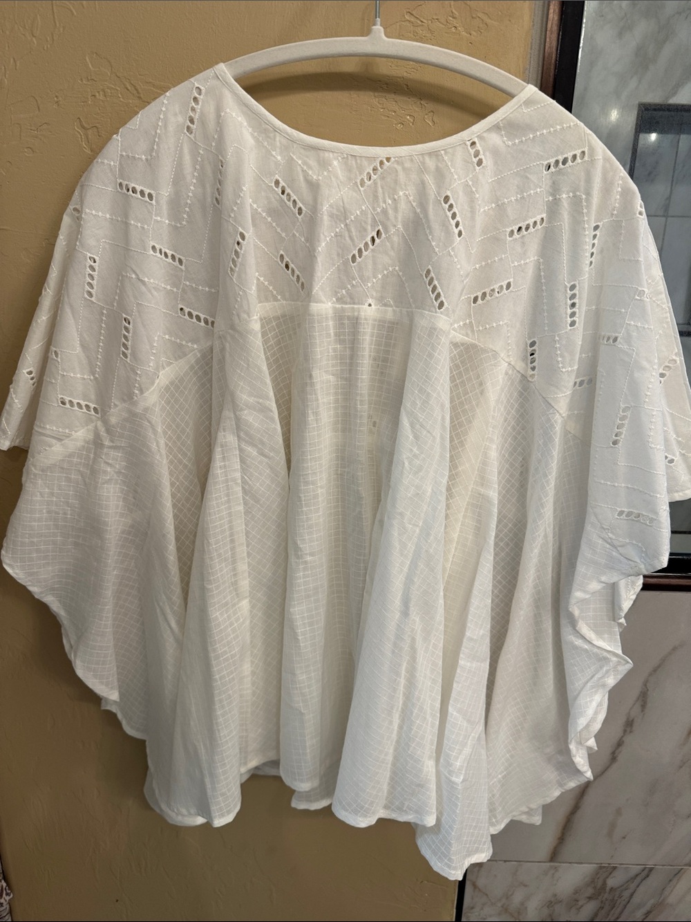 World Market White Eyelet Peasant Top - One Size
